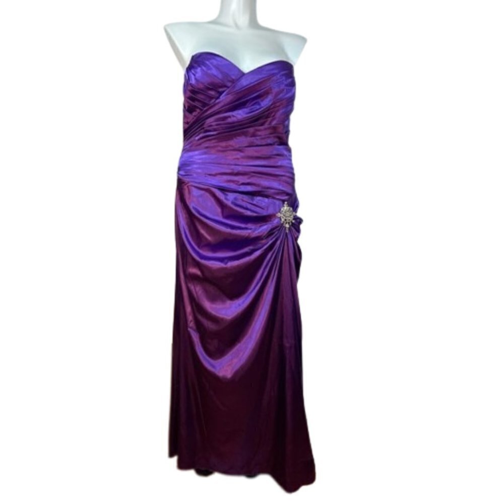 Cinderella Design Strapless Satin prom  Party Dress Plum Purple Rhinestone 2XL